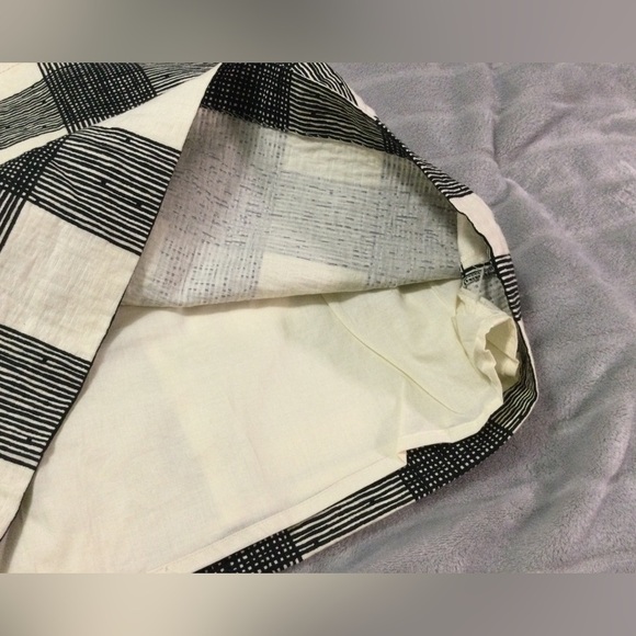 Madewell Bowery Checked Black and Cream Pencil Cotton Skirt Size 8 - Picture 3 of 6
